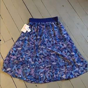 LulaRoe Lola blue feathers skirt XS